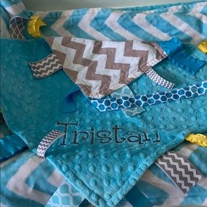 Personalized minky tag/pacifier blanket